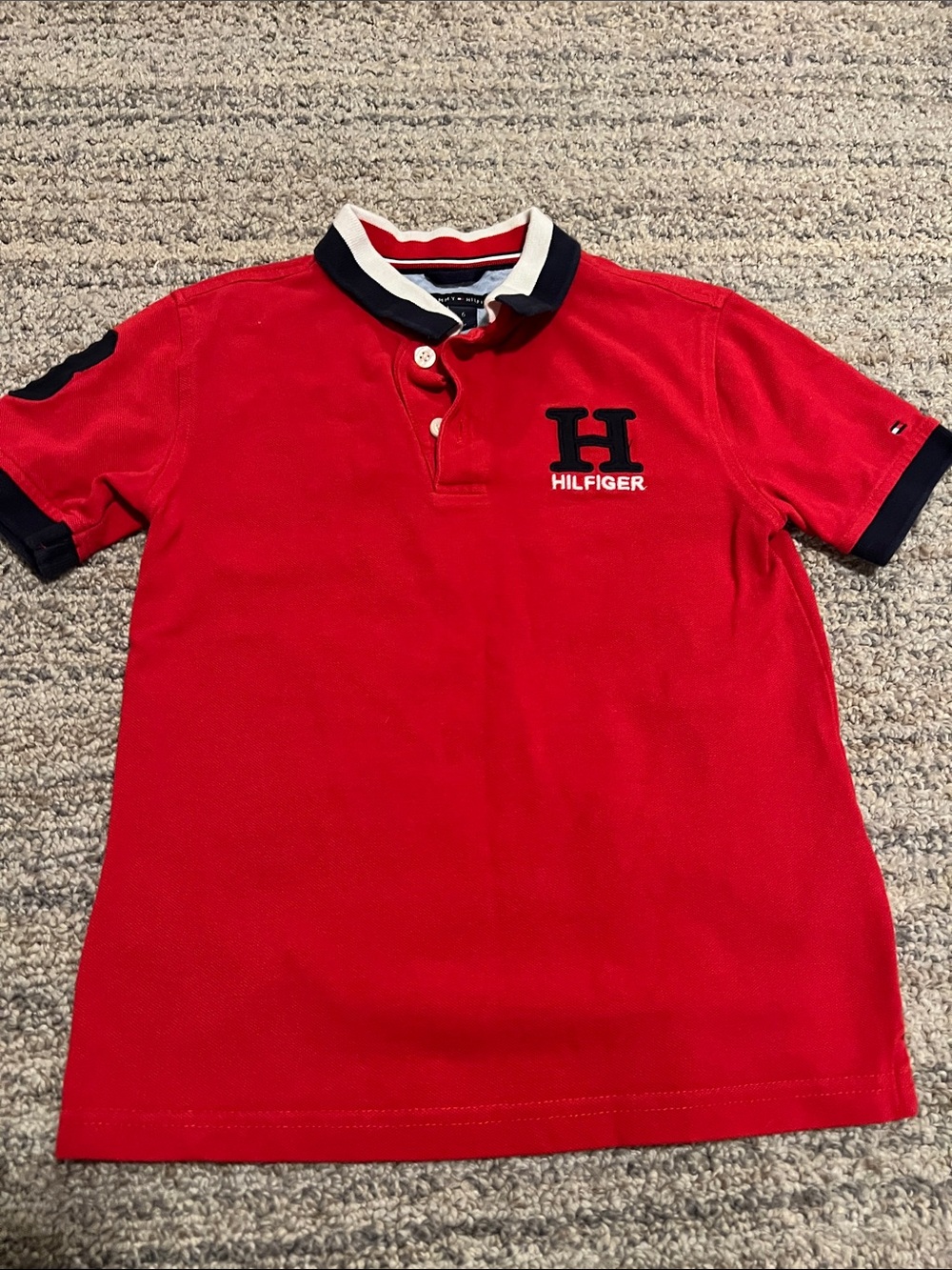 Tommy Hilfiger Boy’s Red Polo with Navy Contrast Trim